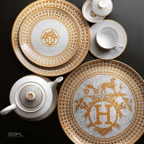 gold hermes tea set|hermes plates dinnerware sets.